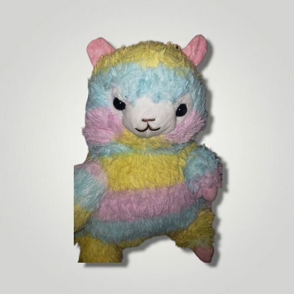 Rainbow lama  Alpaca Plushie Backpack 14" x 9" - Picture 2 of 6
